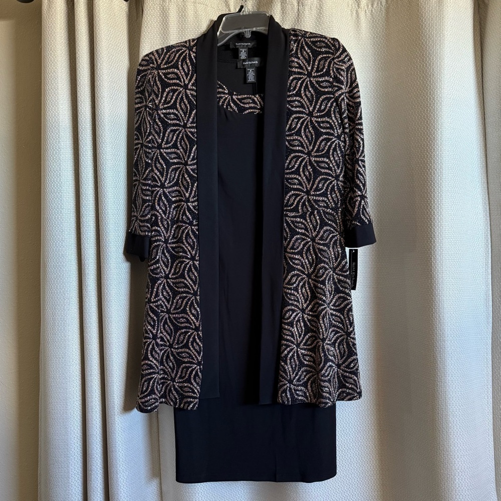 R&M Richards Black/Bronze 2Pc Formal Dress w/Jacket.  NWT - Size 8.  Sparkle